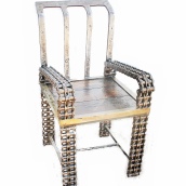 Unique Rustic Industrial Chic Arm Chair Wood Metal