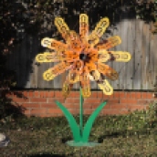 Whimsical Metal Flower Sculpture